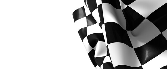 The checkered flag waves signifying victory and the thrill of the finish line