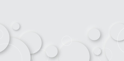 Abstract grey geometric overlapping circle background Neomorphs style. Presentation slide template. Vector circles design Object web Round shape clean modern poster, banner background Vector	
