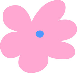 Hand Drawn Pink Five-Petal Flower for Creative Floral Patterns