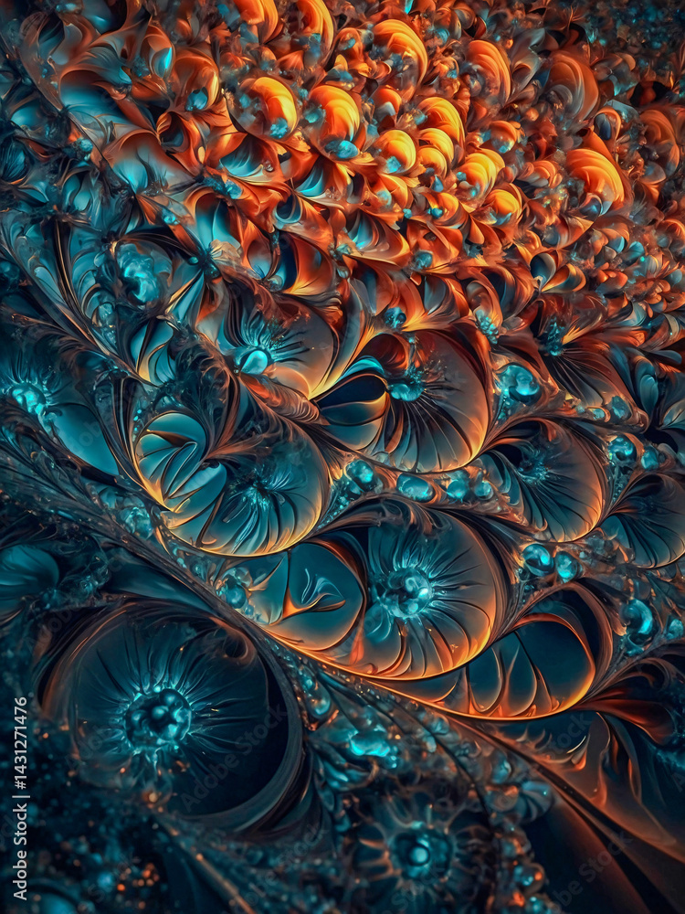 Poster imaginary fractal pattern background.