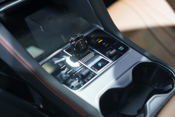 Naklejka premium Modern Automatic Gear Shift in a Sleek Console