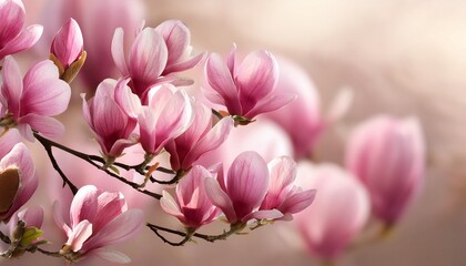 Fototapeta premium pink spring magnolia flowers branch
