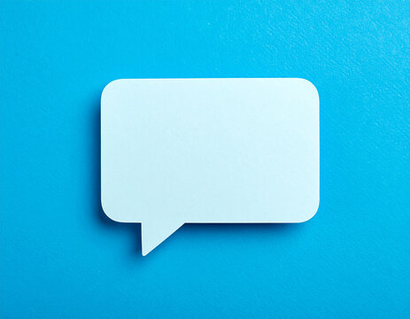 Blank notification message pop-up on vivid blue background. Speech cloud. Modern design. Mock-up