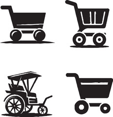 Cart and Shopping Trolley Icon Set Vector Illustration