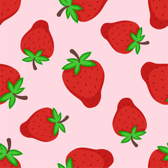 Seamless pattern with cute strawberry.