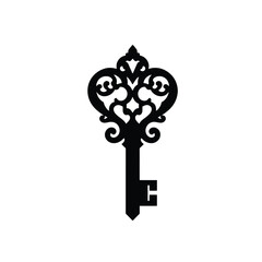 Vector graphic of antique key vintage key illustration key image ornate key design silhouette key art