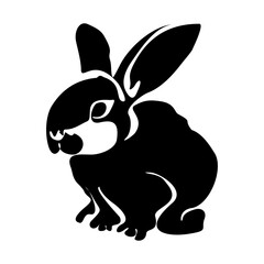 Rabbit silhouette. Easter Bunny. Isolated on white background. A simple black icon of hare