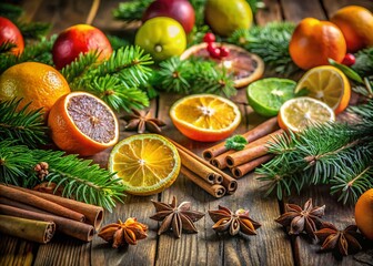 Rustic Winter Citrus & Spice Still Life - Tilt-Shift Photography