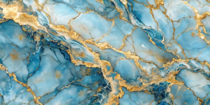 Rich, abstract marble texture in soothing blue and gold hues creates a sense of sophistication and elegance, ideal for use in corporate and design projects, Gold, Corporate