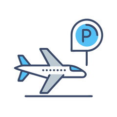Airport Parking Symbol: Airplane with 'P' Sign for Easy Navigation