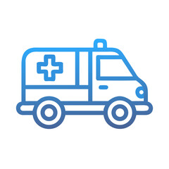 Ambulance Icon in Blue Gradient on Black Background, Medical Transport