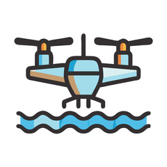 Seaplane Drone Icon: Autonomous Watercraft, Modern Technology, Remote Control Illustration