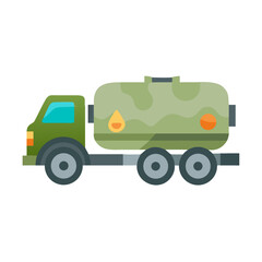 Fototapeta premium Green Camouflage Tanker Truck Illustration Isolated on Black Background