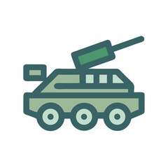 Modern Vector Illustration: Stylized Military Vehicle Icon on Black Background