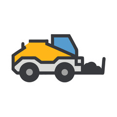 Modern Icon Style Image of a Street Sweeper Truck on Black