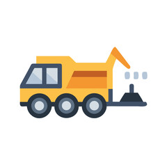 Stylized Icon of a Yellow Snow Groomer Machine on a Black Background