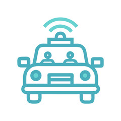 Autonomous Vehicle Icon: Self-Driving Car with Driver and Passenger Illustration