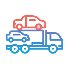 Car Carrier Truck Icon, Vehicle Transportation, Automobile Delivery Illustration