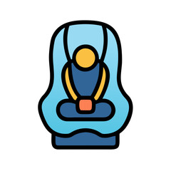 Cartoon baby car seat vector icon illustration with flat design style.