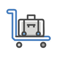 Suitcase on Luggage Cart Illustration: Travel, Tourism, Airport, Hotel