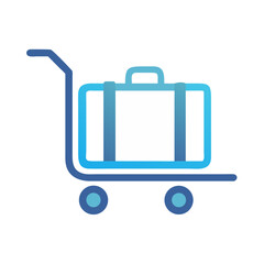 Blue Trolley with Suitcase Icon, Travel and Transportation Concept Design