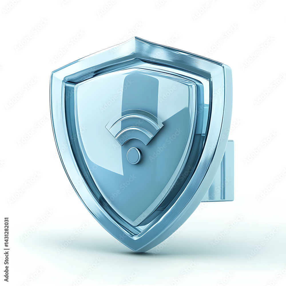 Poster protect your network with cybersecurity solutions digital space graphic design modern environment cl