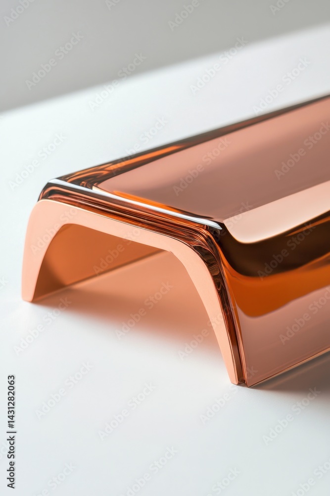 Poster modern copper coated device with sleek design on white surface reflecting light in studio setting fo