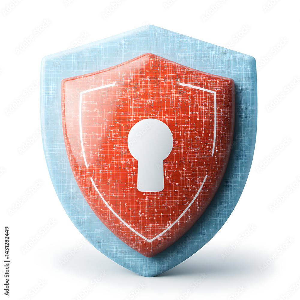 Poster protecting digital information cybersecurity shield icon virtual space graphic design clean environm