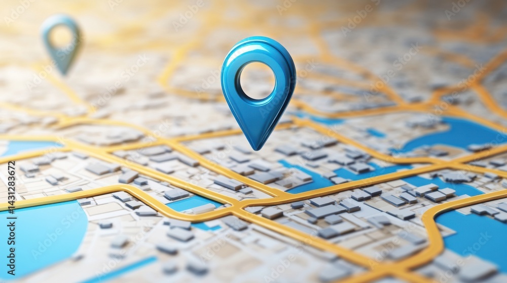 Poster a stunning image of blue location 3d icon marker or route gps position navigator sign and travel nav