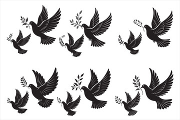 Fototapeta premium A black silhoiette of grouping dove.