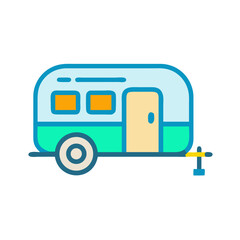 Cute Cartoon Caravan Illustration: Traveling, Camping, and Outdoor Activities