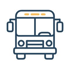 Line Art Icon: Frontal View of a School Bus on Black Background