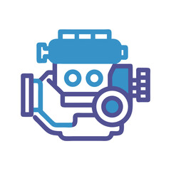 Modern Engine Icon: Automotive, Mechanical, and Technical Design on Black Background