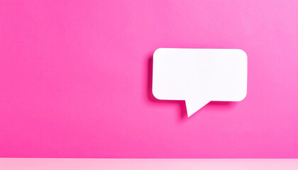 Blank notification message pop-up on vivid pink background. Speech cloud. Modern design. Mock-up