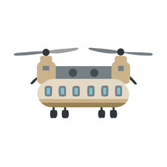 Cartoon Chinook Helicopter Illustration on Black Background for Kids Education