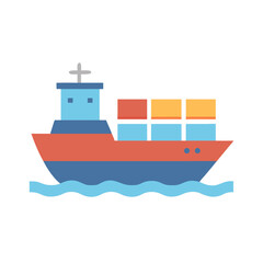 Colorful Container Ship Vector Illustration on Black Background for Commercial Use