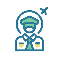 Stylish Airplane Pilot Icon Illustration on Black Background for Aviation Concepts
