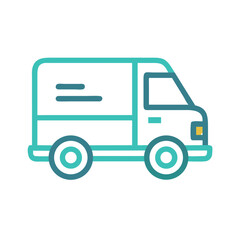 Fototapeta premium Delivery Van Icon: Turquoise Outline, Vector Illustration, Transport, Logistics