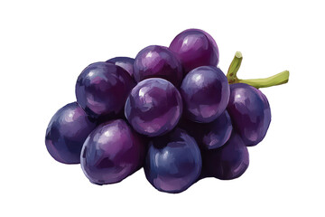 Dark Grapes Cluster: A luscious cluster of dark purple grapes, glistening with a natural sheen, sits invitingly against a plain background.  The image exudes freshness and natural sweetness.