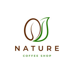 Nature coffee and leaf logo design vector