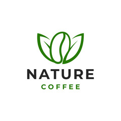 Nature coffee and leaf logo design vector