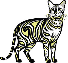 Stylized Bengal Cat Illustration