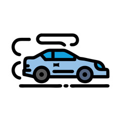 Stylish Blue Sedan Car Illustration on Black Background for Transportation Themes