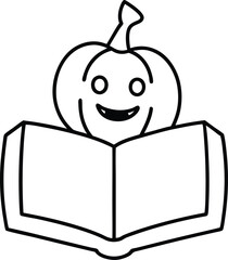 cartoon apple with book
