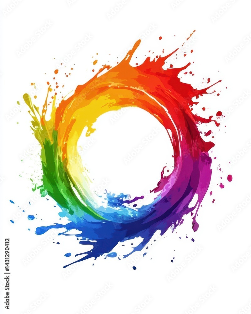 Poster abstract rainbow circle splash paint background vibrant artistic expression creative design colorful