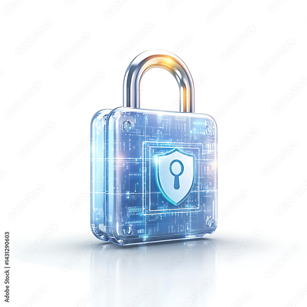 Poster cybersecurity measures digital lock protection virtual environment graphic representation secure dat