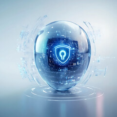 Cybersecurity action protecting data privacy digital realm 3d visualization modern environment futuristic concept