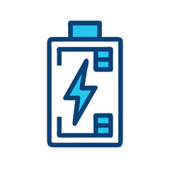 Isolated Battery Icon with Lightning Bolt Symbol for Energy and Power