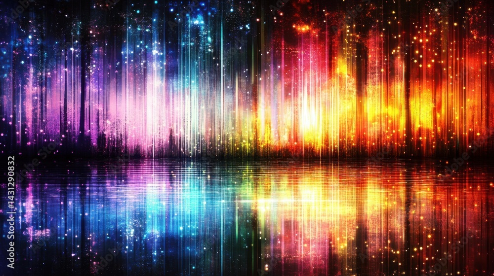 Poster vibrant abstract background with colorful light streaks and reflections creating a dynamic and energ