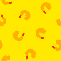 Fried Shrimp Seamless pattern Background. Tempura Shrim Pattern background. Seafood Pattern Design. Crunchy Tempura Pattern.